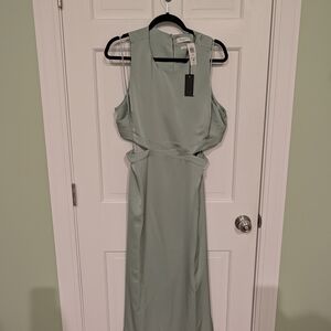 Aritzia Babaton Cella Cutout Satin Dress in Sage NWT XL